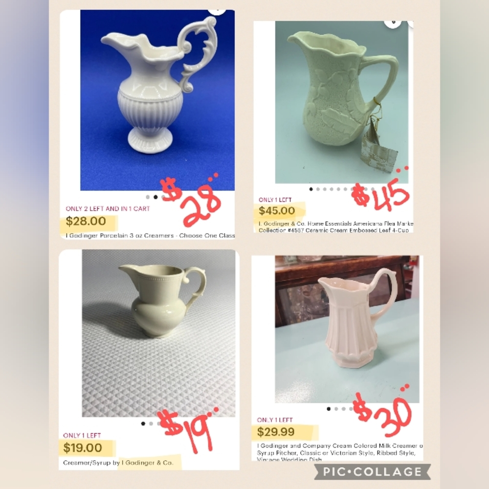 I. Godinger & Co. Porcelain Creamer - Grecian Urn Pattern - Picture 7 of 8
